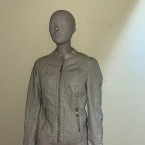 Womens Therapy Cream Leather Jacket
